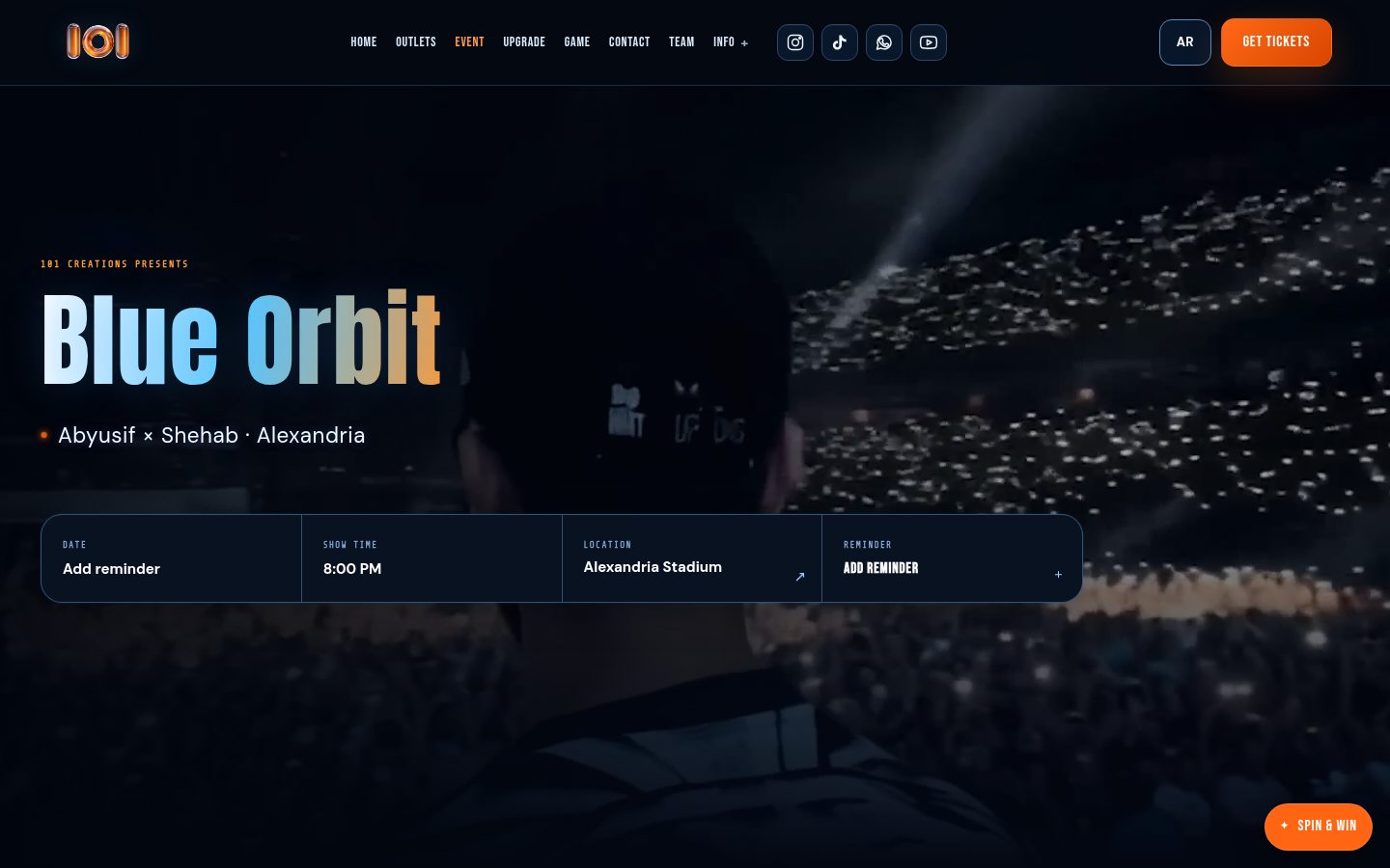 101 Creations Event Desktop website screenshot