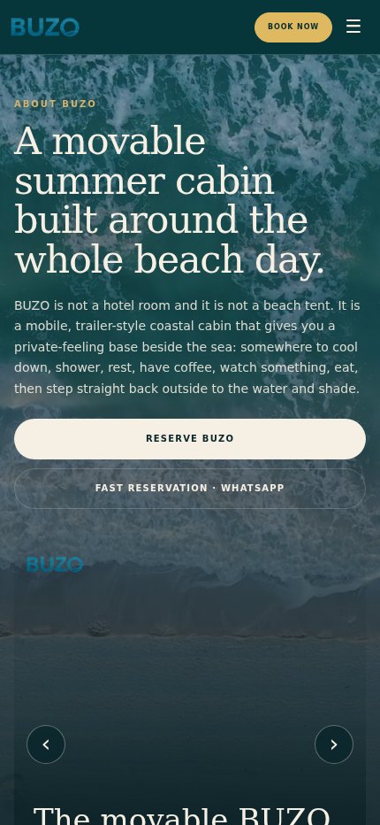 BUZO About Mobile website screenshot