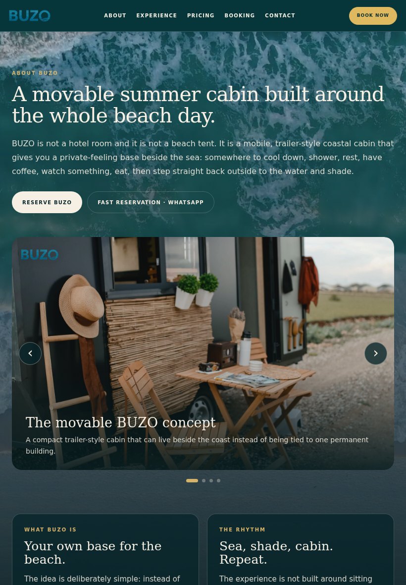 BUZO About Tablet website screenshot