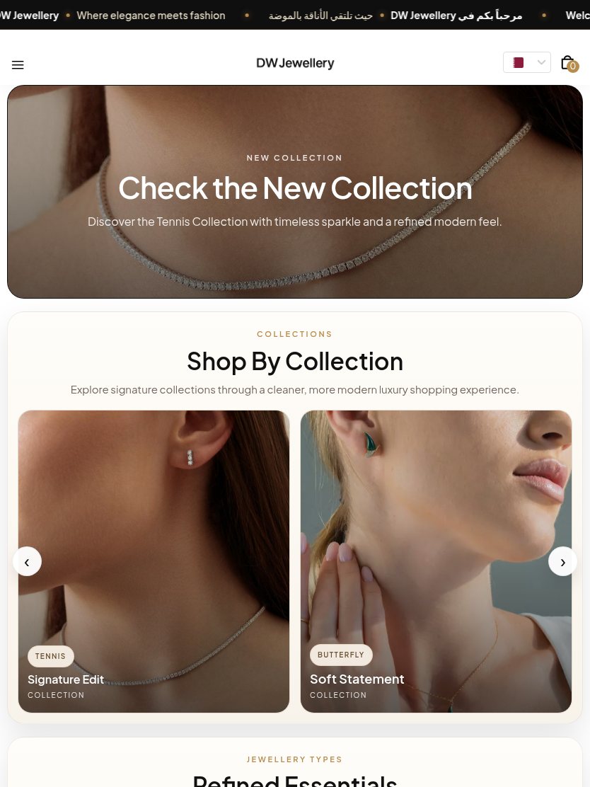 DW Jewellery Shop Tablet website screenshot