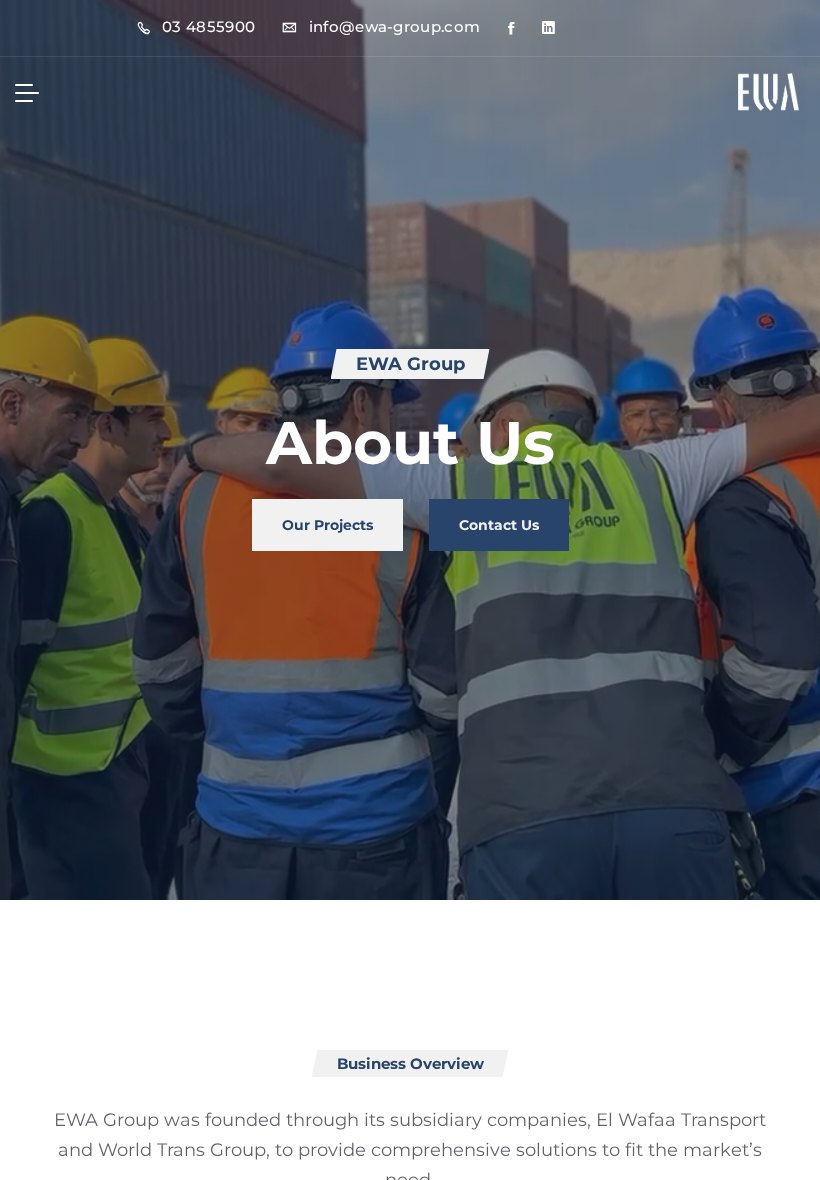 EWA Group About Tablet website screenshot