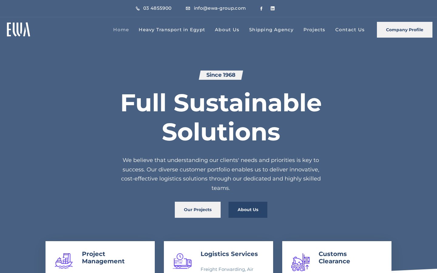EWA Group Home Desktop website screenshot