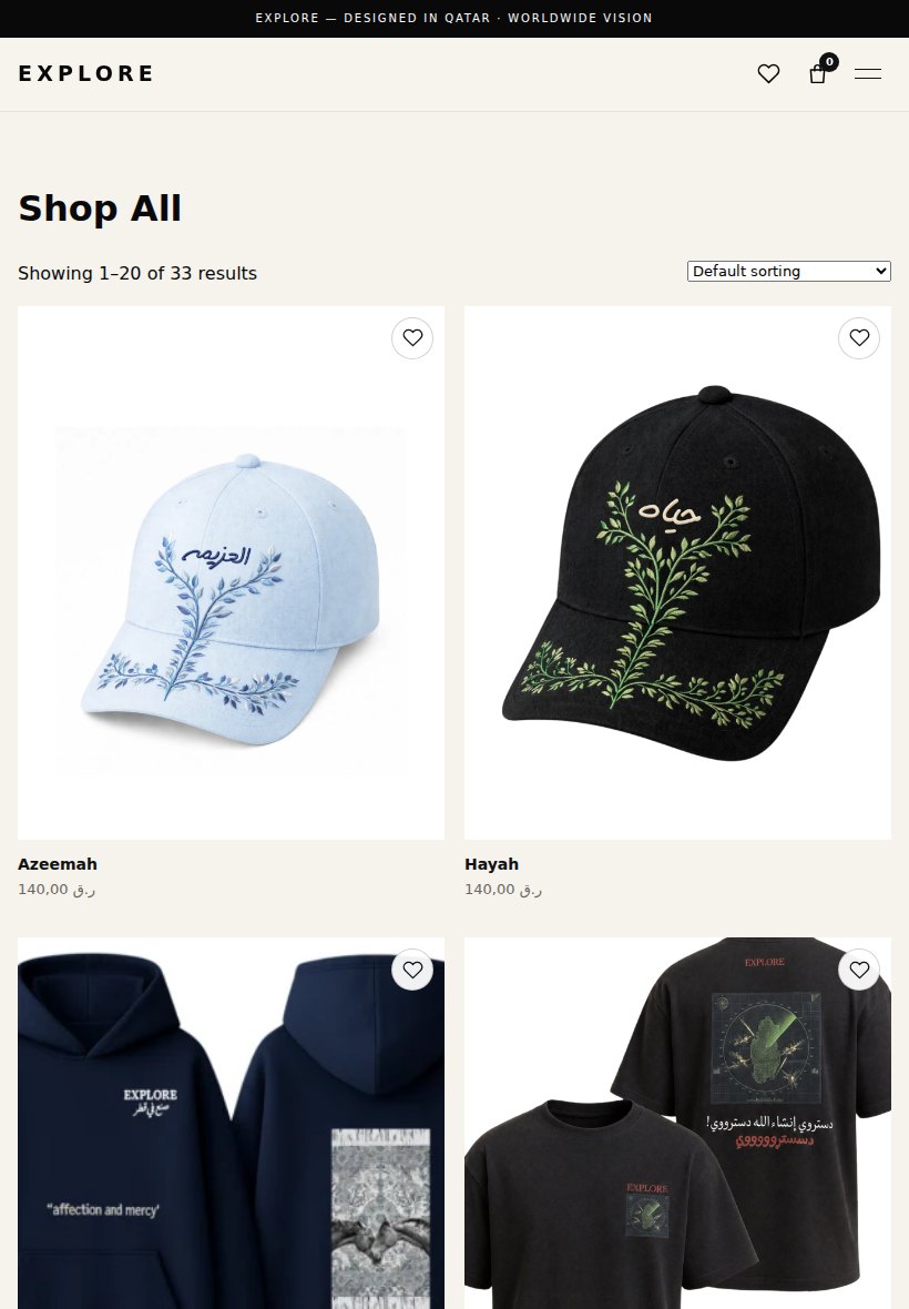 Explore Shop Tablet website screenshot
