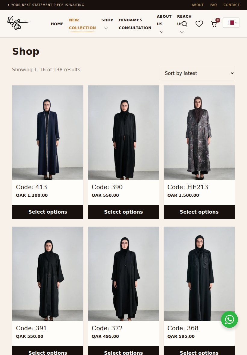 Hindami Shop Tablet website screenshot
