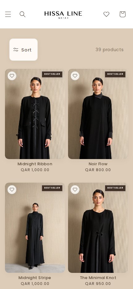 Hissa Line Collection Mobile website screenshot
