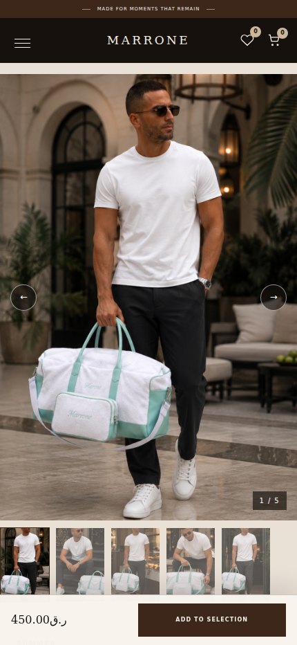Marrone Product Mobile website screenshot