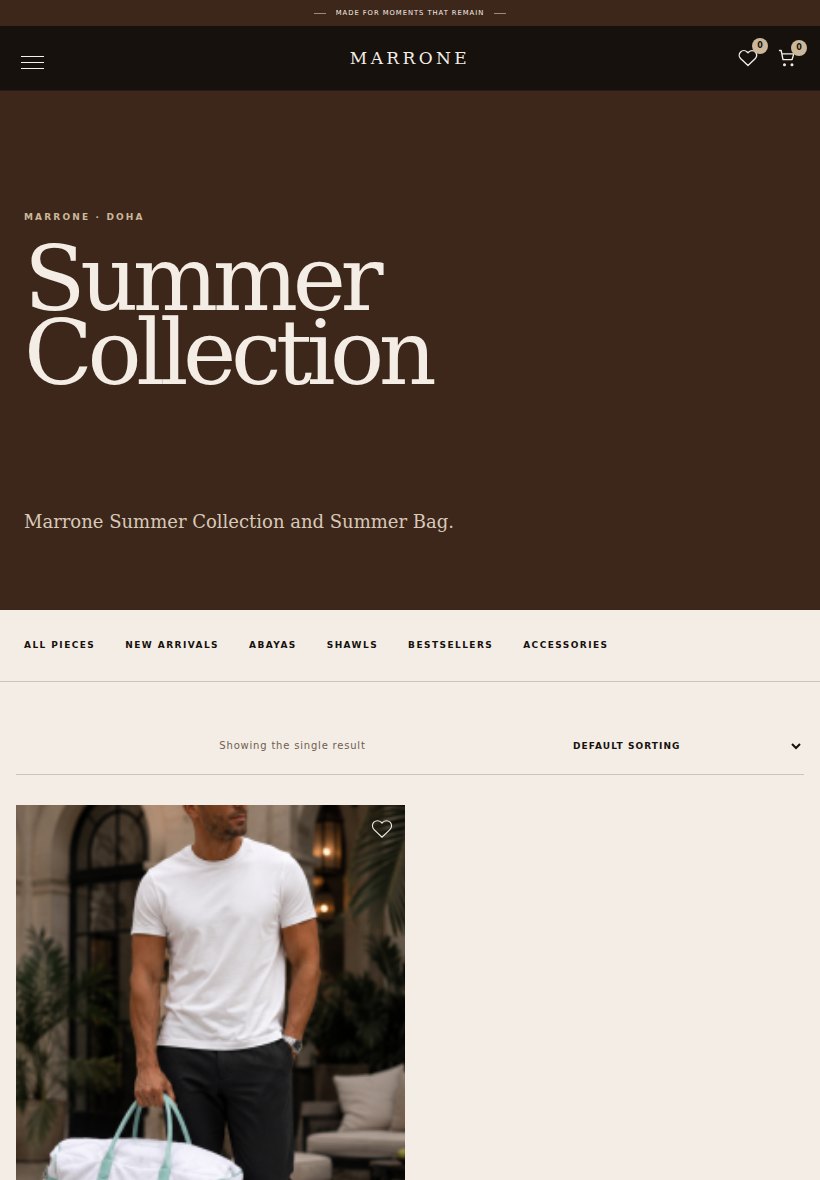 Marrone Summer Tablet website screenshot