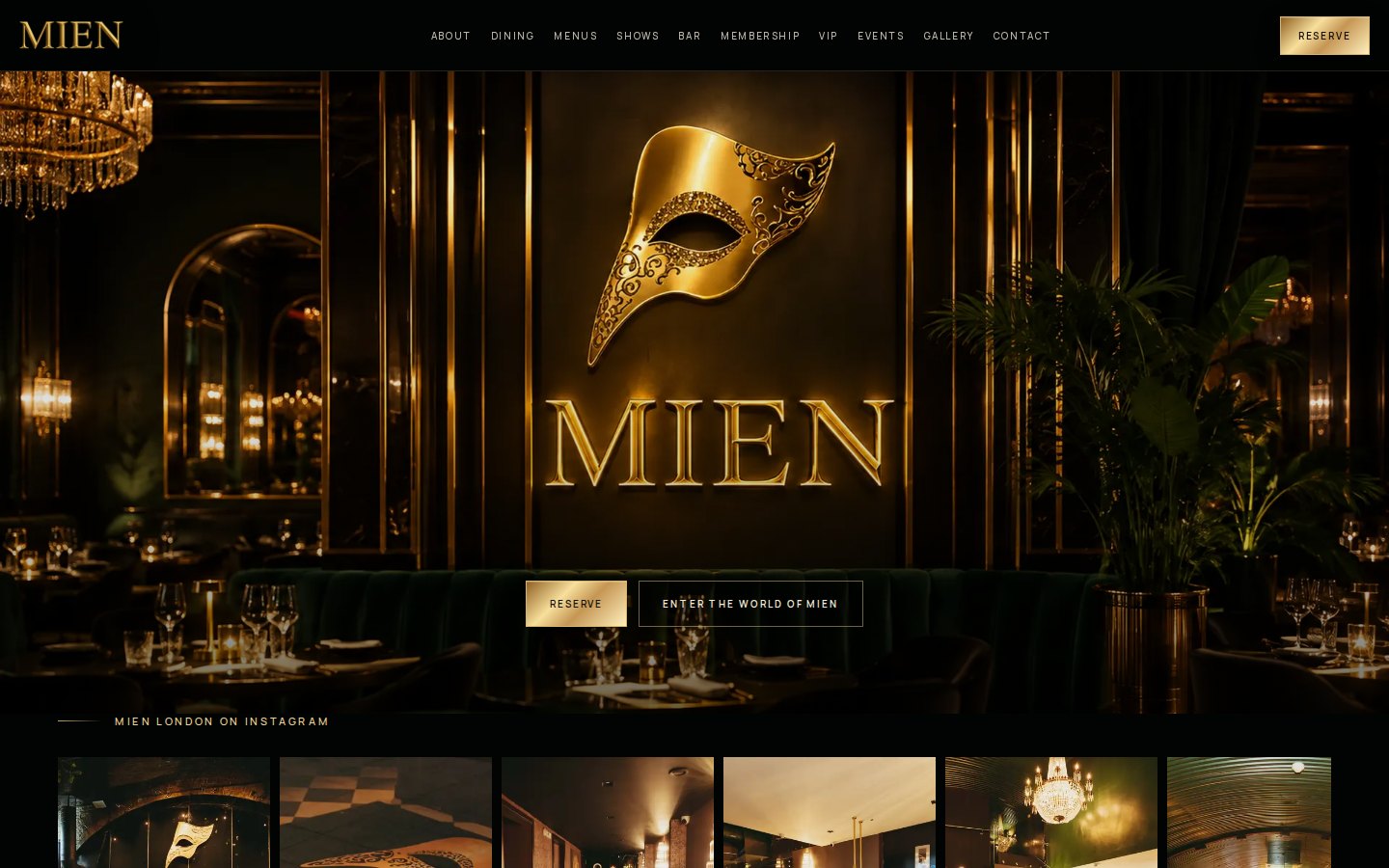 MIEN London — Actual site · Desktop
