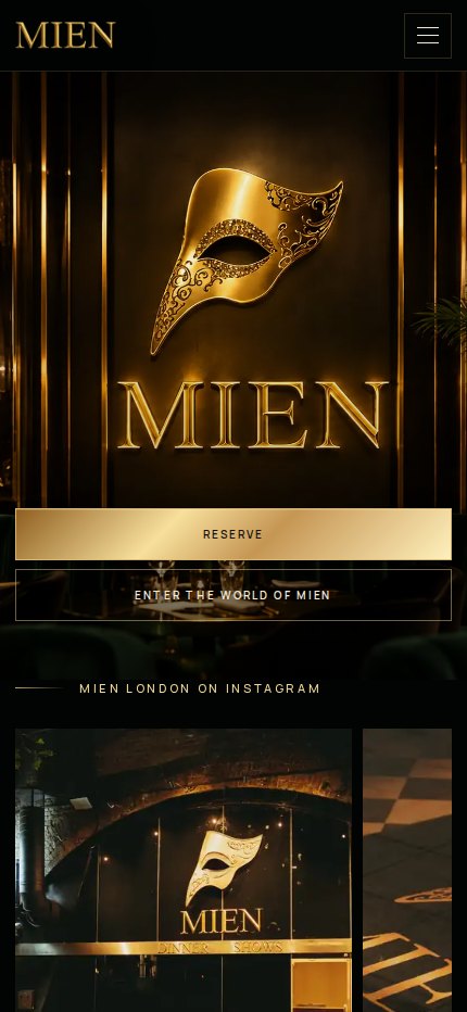MIEN London — Actual site · Mobile