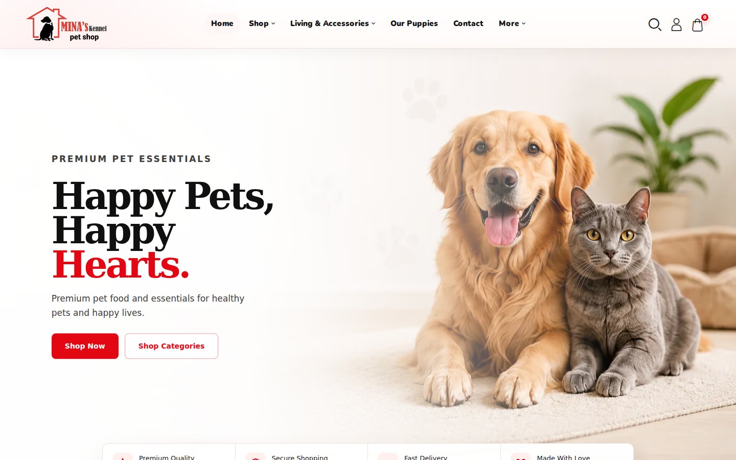 Mina’s Kennel website capture