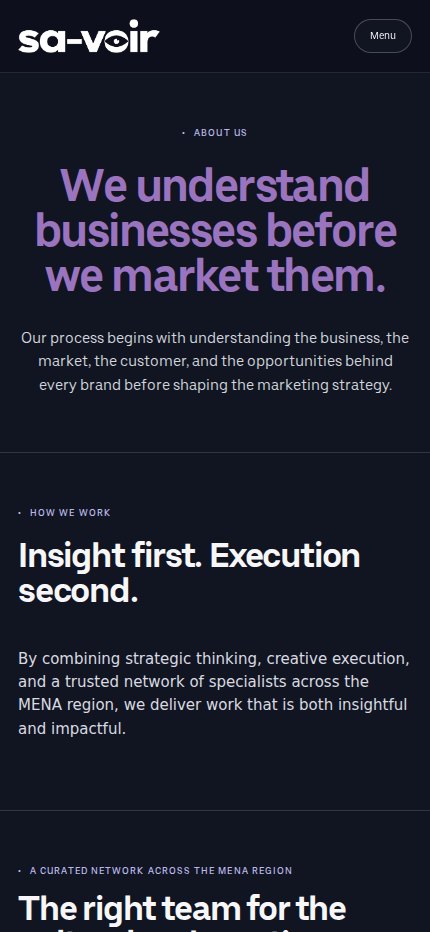 SA-VOIR About Mobile website screenshot