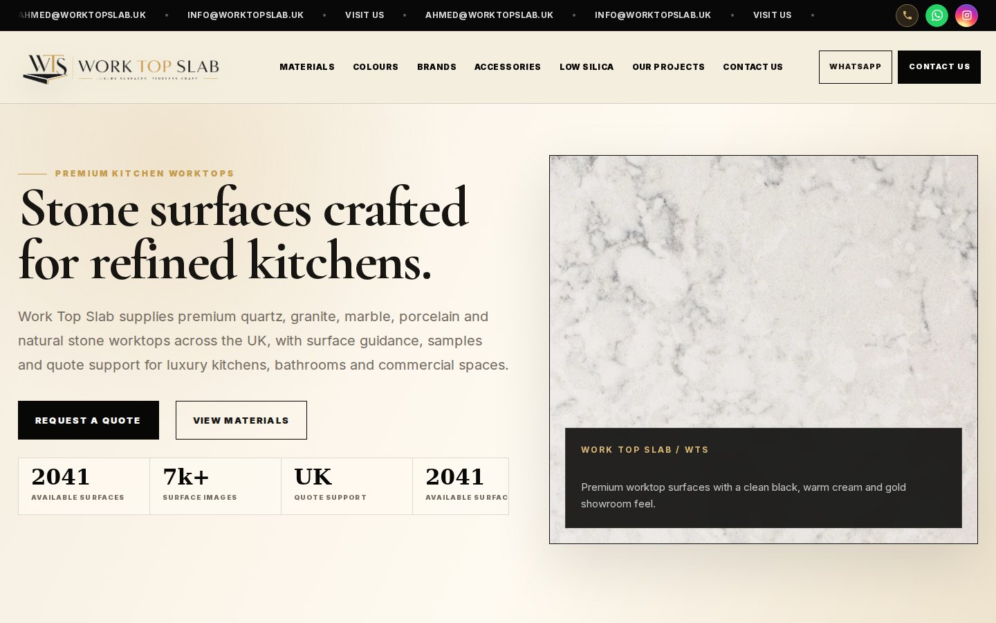 Work Top Slab Home Desktop website screenshot